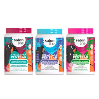 Kit com 3 Cremes Para Pentear Definição Salon Line