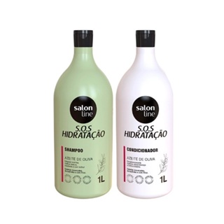 Kit S.O.S Hidratação Azeite de Oliva Shampoo e Condicionador Litrão Salon Line em Oferta na Shopee