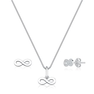 Conjunto Brinco e Colar de Prata 925 Infinito Liso com 45cm em Oferta na Shopee
