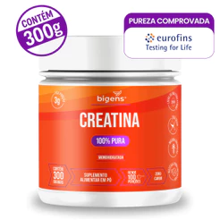 Creatina Monohidratada Bigens 300g 100% Pura Zero Carbo Eurofins