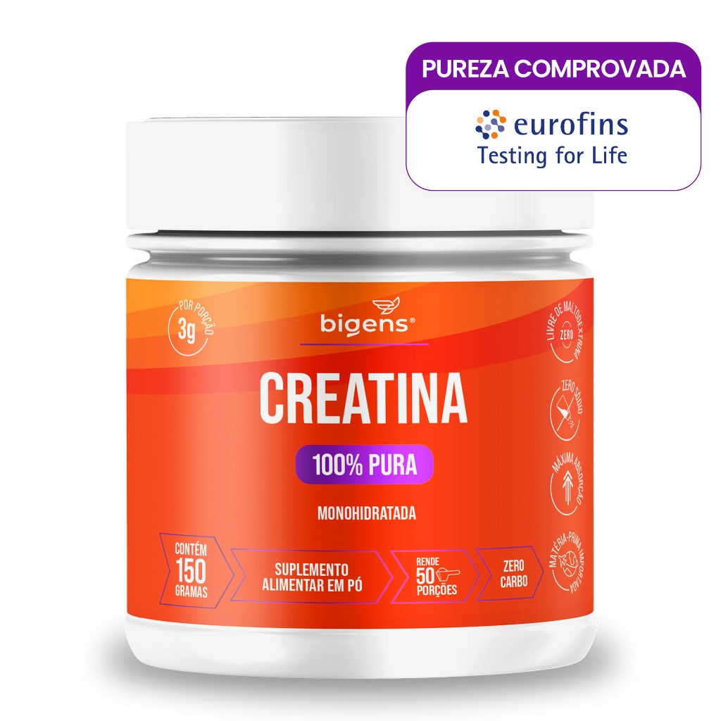 Creatina Monohidratada Bigens 150g 100% Pura Zero Carbo Eurofins em Oferta na Shopee