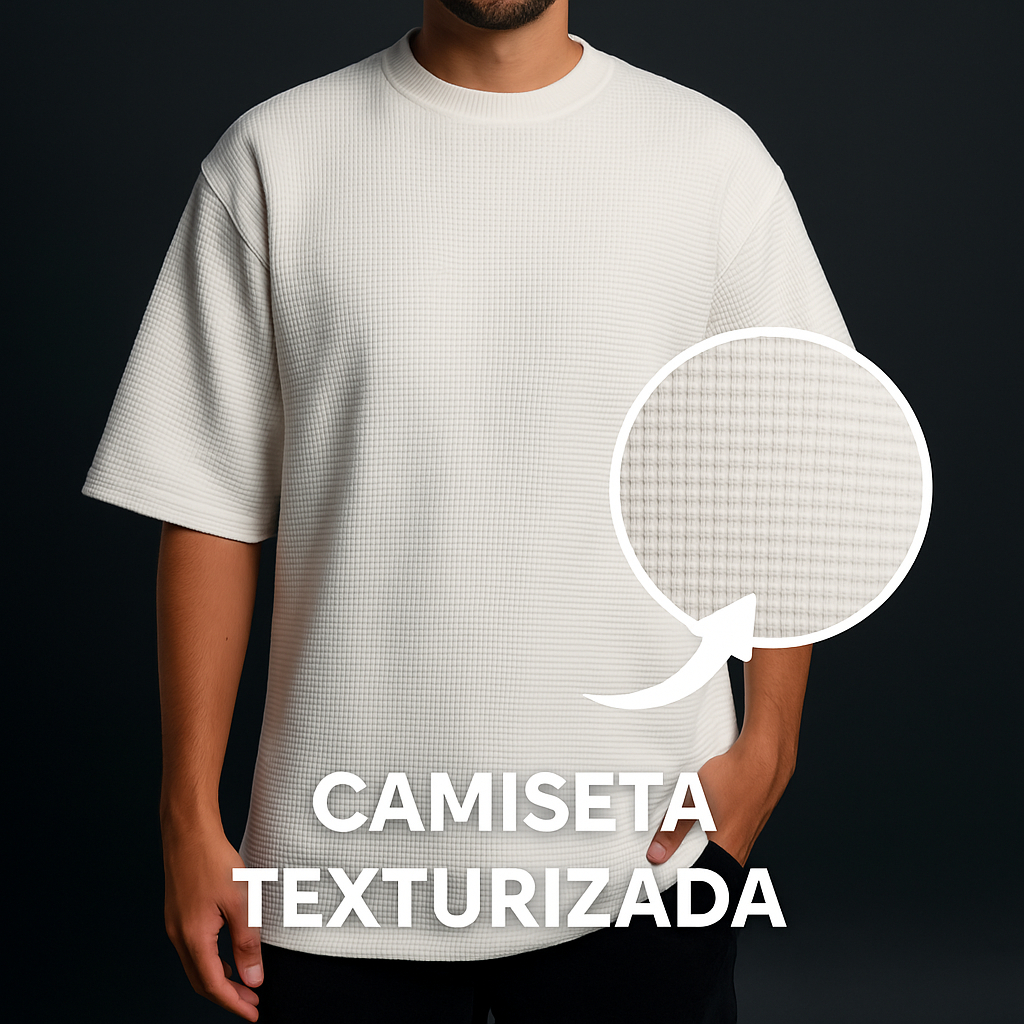 Camiseta Texturizada Oversized camisa Premium Off white - Preta Textura Modelo de luxo Artistas Tricot