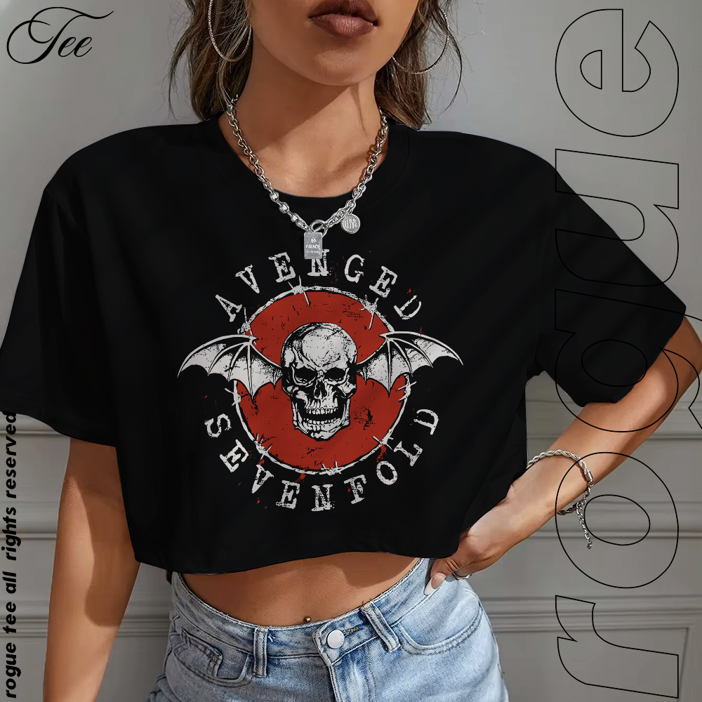 Blusa Cropped OVERSIZED T-shirt Avenged Sevenfold Banda Americana Logo Heavy Metal