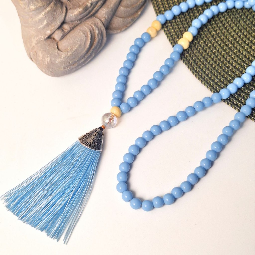 Colar Japamala 108 contas Tranquilidade - Contas em ABS e madeira - Japamala Hoponopono