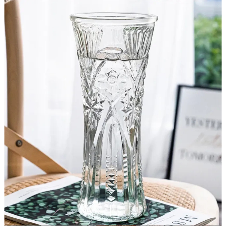 Vaso Decorativo de Vidro Grande 30cm Jarro Flores Plantas Lapidação Sortida