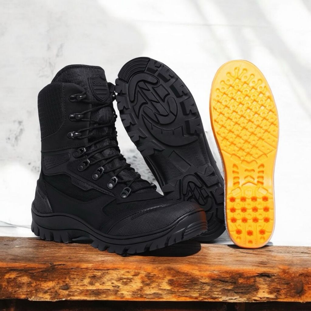 Bota Masculina Coturno Tático Militar Tratorada Cano Médio Alto Cadarço Amarrar Resistente Macia