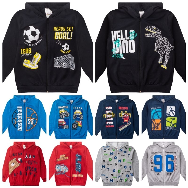 Kit com 5 Casacos/Jaquetas de inverno Infantil/Juvenil Moletom Masculino  - cores não repetem