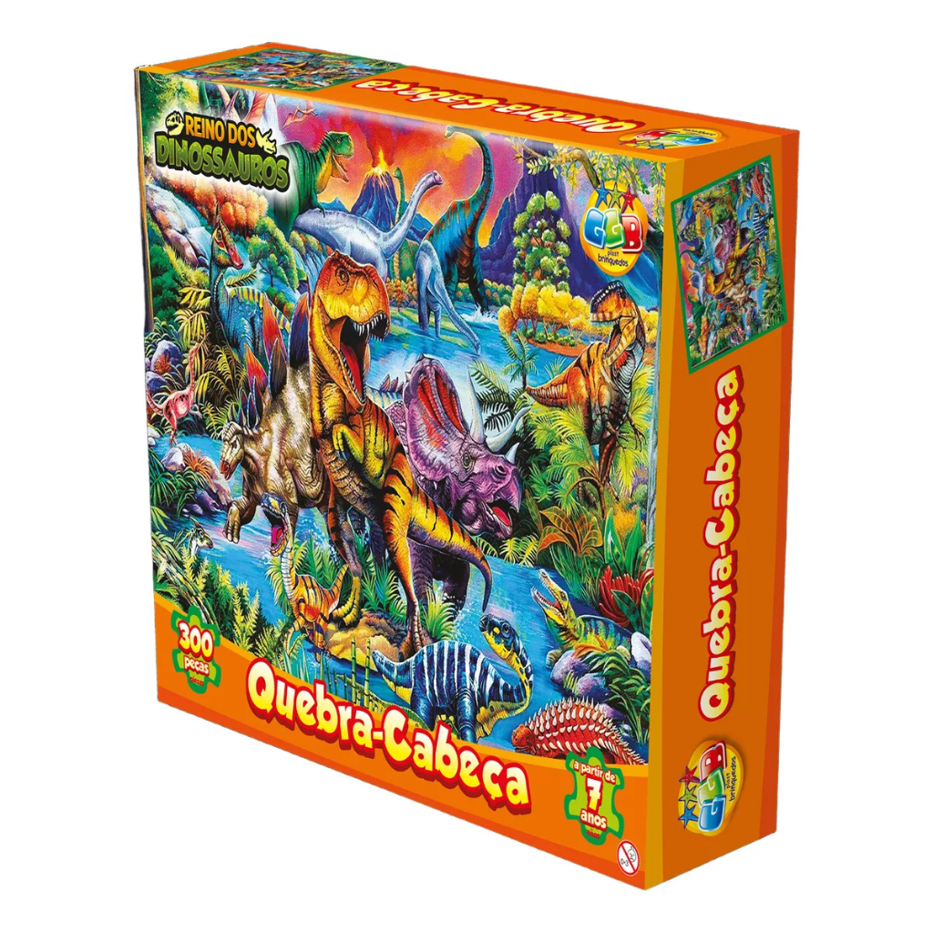 Jogo Quebra Cabeça Infantil 300 Peças Dinossauros