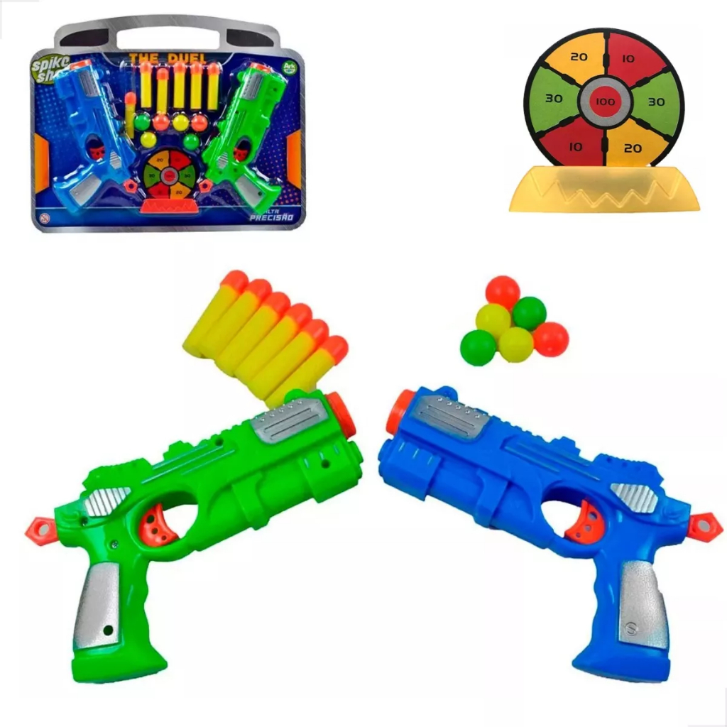 Brinquedo Lança Dardo Duplo Arminha de dardos Bolinha 2 Lançadores