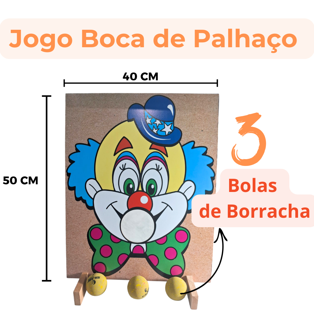 Jogo Boca do Palhaço Bocão Brinquedo Educativo Acerte o Alvo Decoração Quermesse e Festa Junina