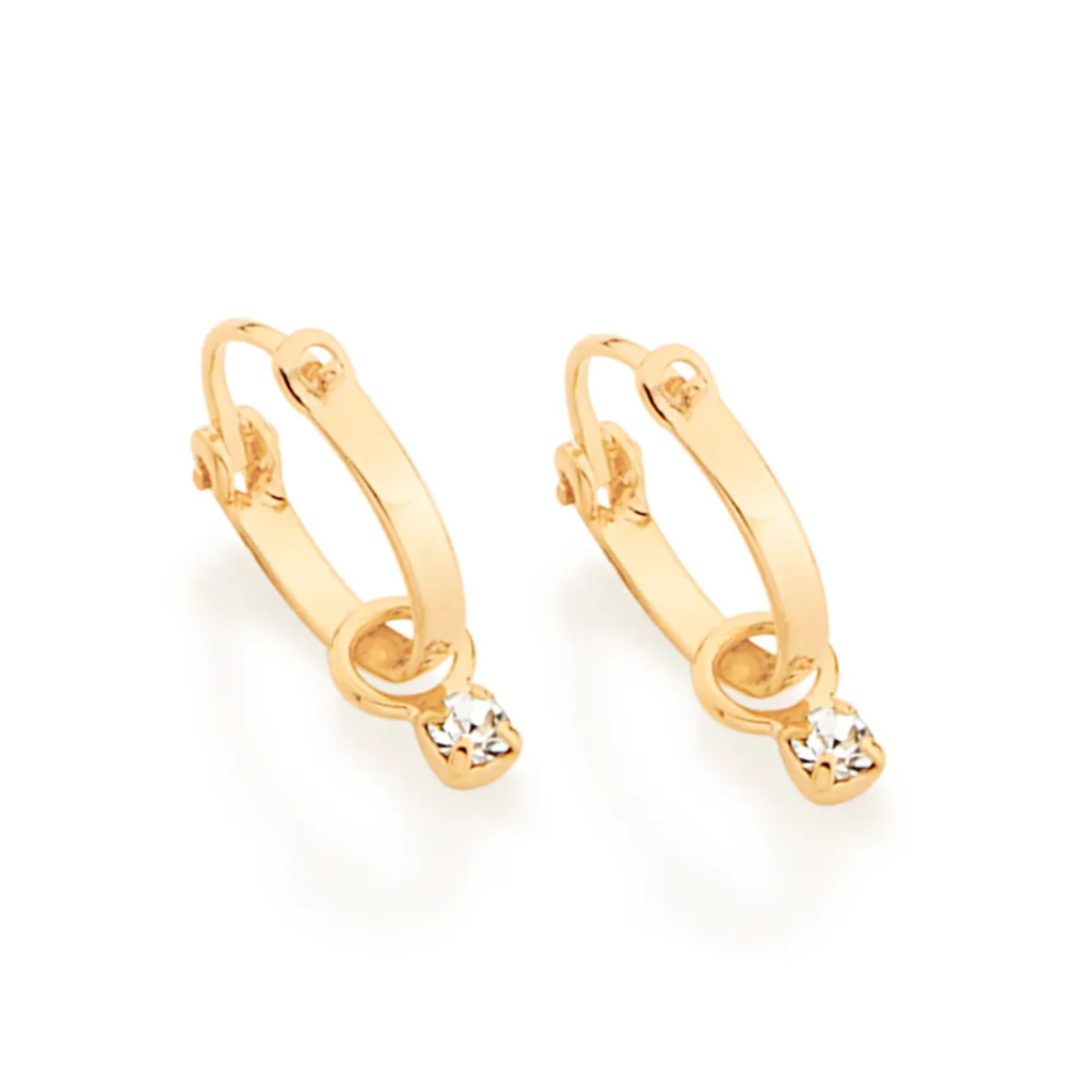 Argola Infantil Rommanel Brinco Lindo Banhado A Ouro Com Cristal Aniversário Criança