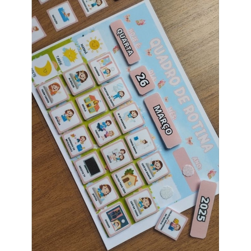 Quadro de rotina para menina/plastificado e com velcro/adaptados para autistas em Oferta na Shopee