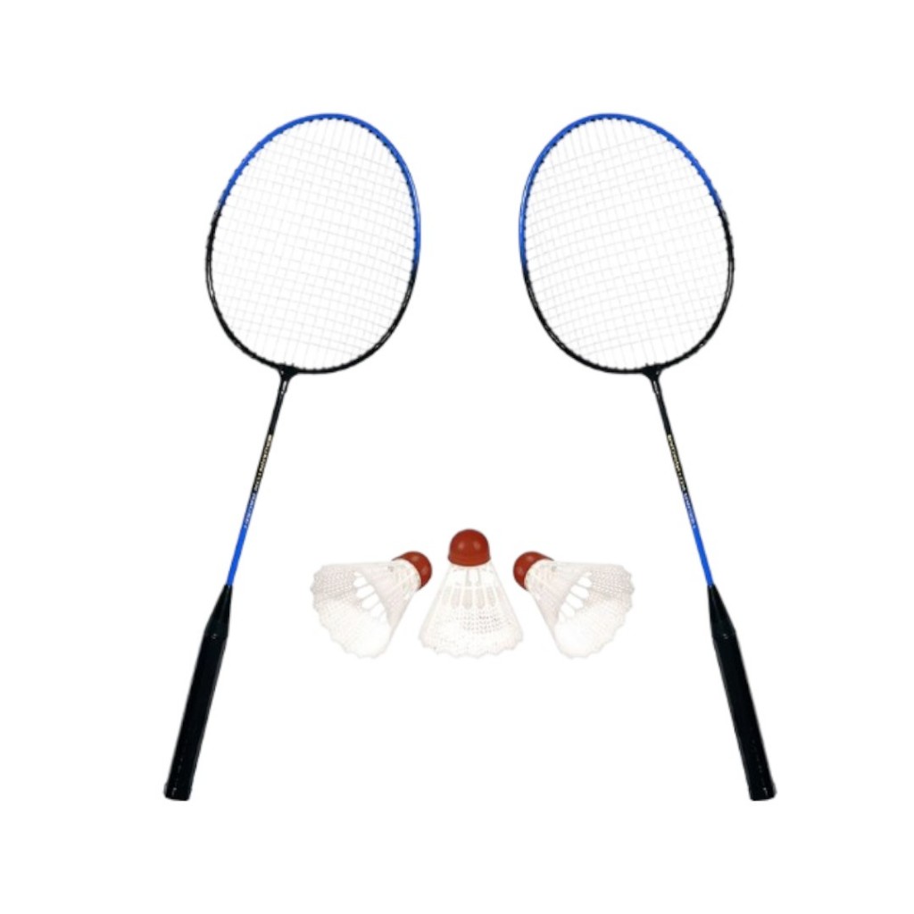 Kit Badminton Completo 2 Raquetes + 3 Petecas