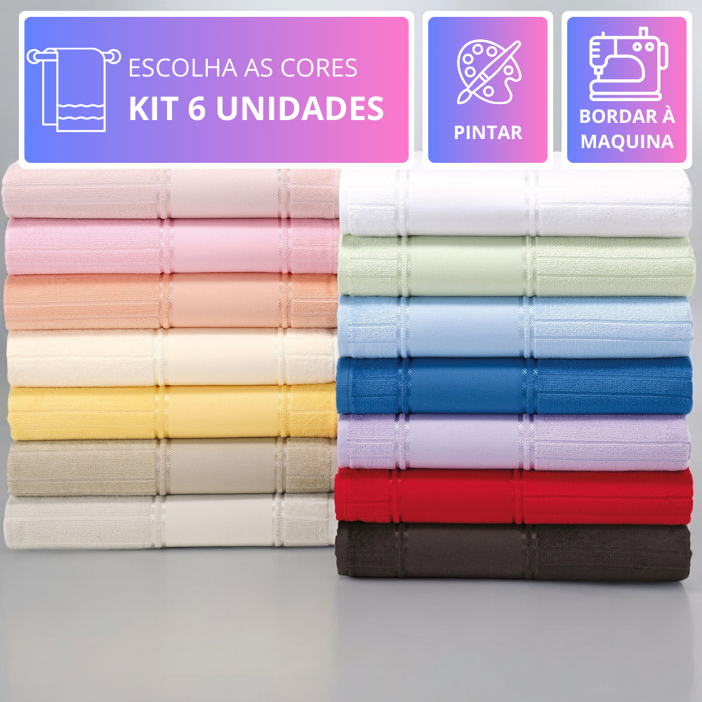Kit 6 Toalhas Lavabo Dohler Velour Artesanelle 30x45cm - Ideal Para Pintar e Bordar Maquina em Oferta na Shopee