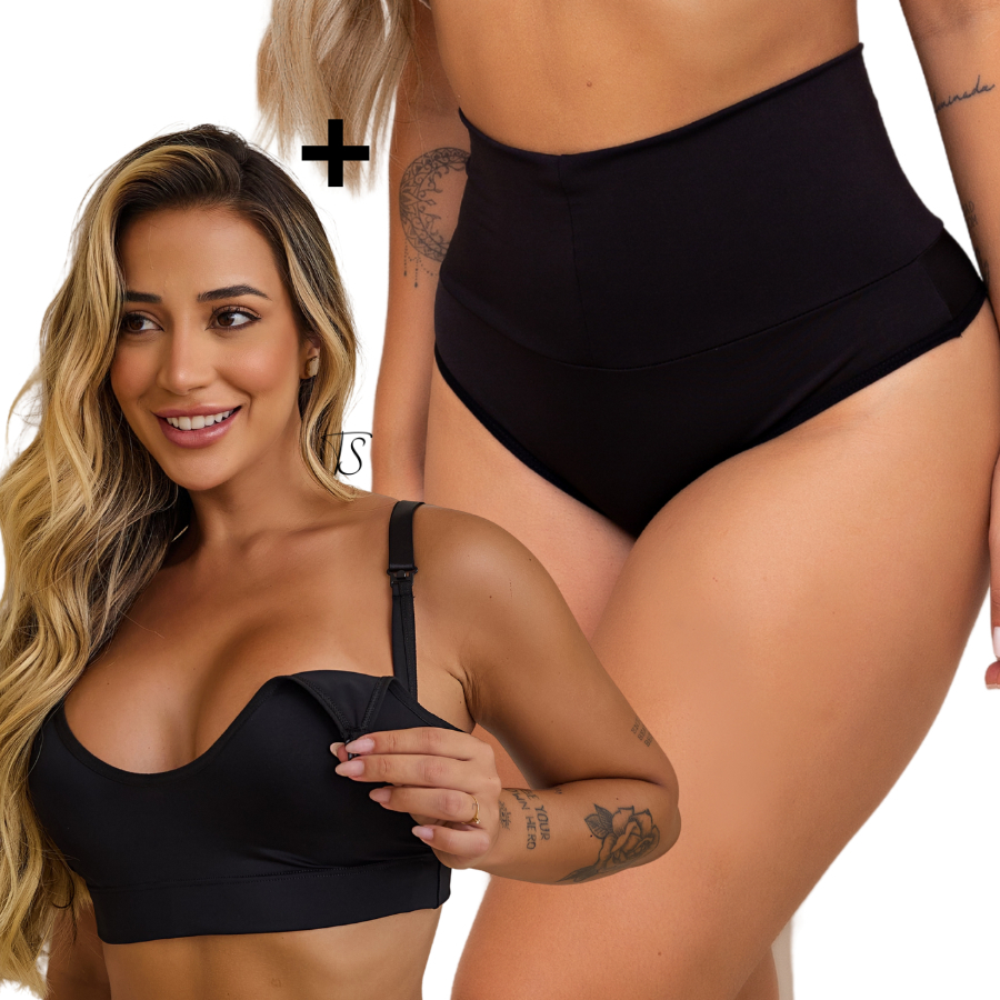 Conjunto Calcinha Pos Parto e Sutiã Amamentação Confortável Gestante Maternidade em Oferta na Shopee