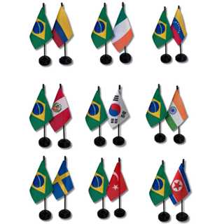 Kit 2 Bandeirinhas de mesa Brasil + País à sua escolha em Oferta na Shopee