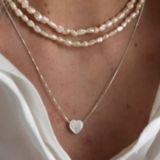 Colar de Prata Malha Veneziana 0925 legítima Coração Madrepérola em Oferta na Shopee