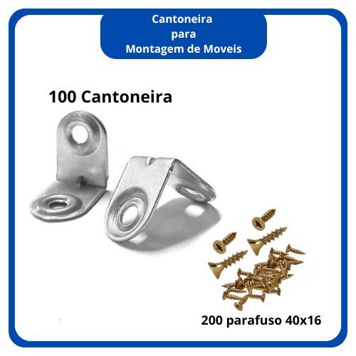 kit Cantoneira suporte  2 furo para montagem de móveis com parafusos