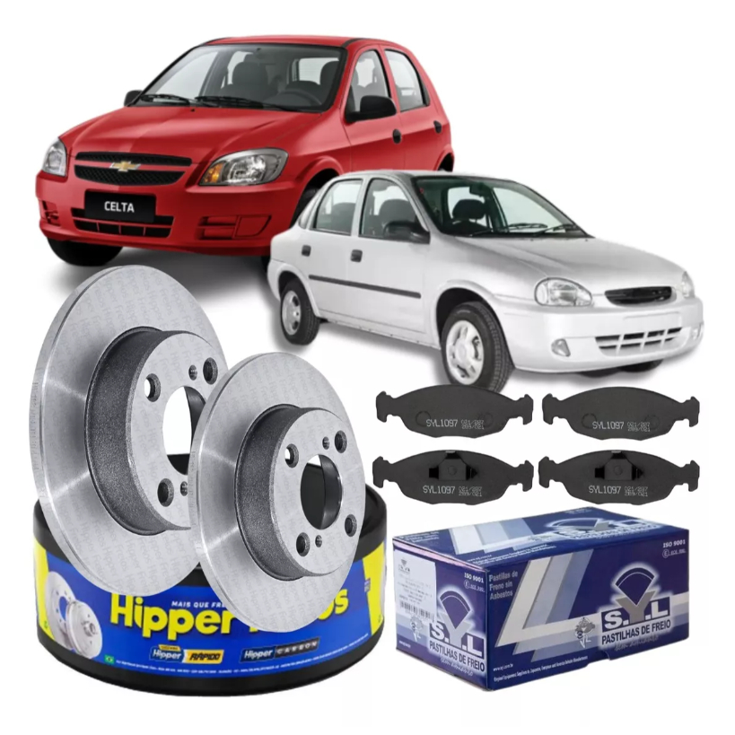 Kit Disco + Pastilha de Freio Dianteiro Celta Classic Corsa Prisma – Hipper Freios + SYL