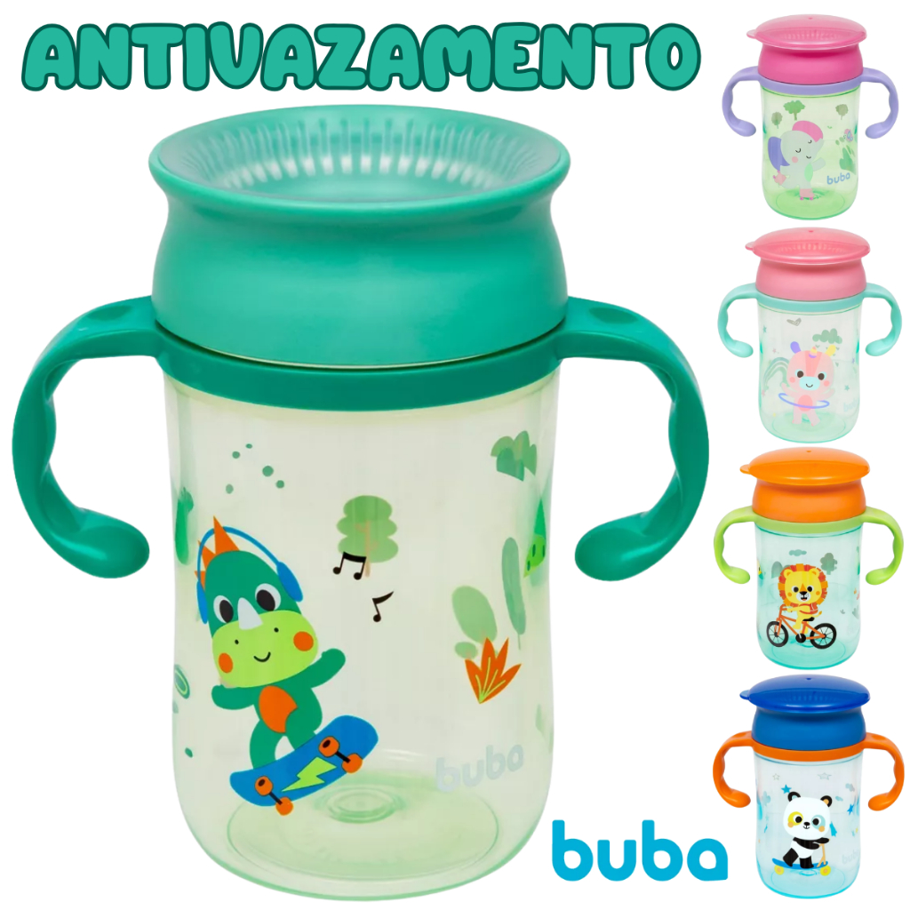 Copo de Treinamento 360 Buba Copinho C/ Alça Removível Antivazamento 300ml Bebe Introdução Alimentar
