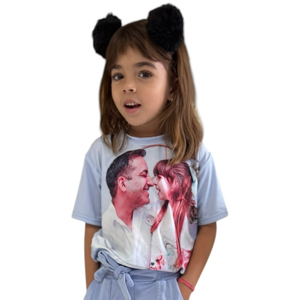 CAMISETA PERSONALIZADA INFANTIL sublimação menina/menino com foto/frases pai mãe e filho sublimada