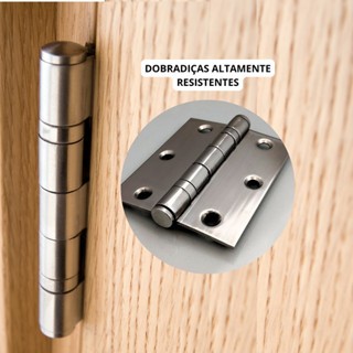 Kit Dobradiças Aço Inoxidável com Parafusos Reforçadas Porta Madeira Green2