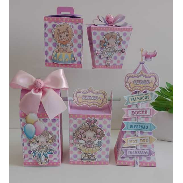 Kit Festa Infantil  Circo  Rosa - Lembrancinha Aniversário - Caixinhas Personalizadas - Papelaria Personalizada - Circo