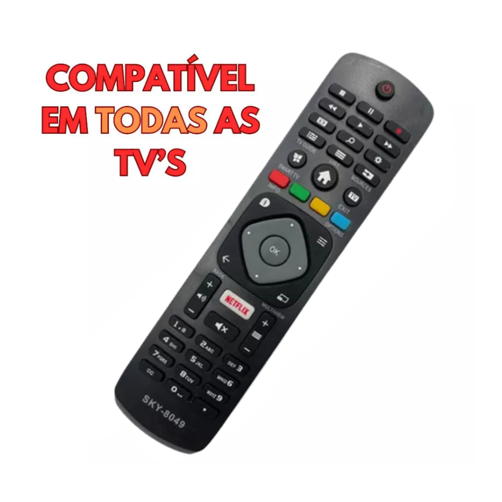 Controle Remoto compatível Tv Philips Led Smart Todos os Modelos