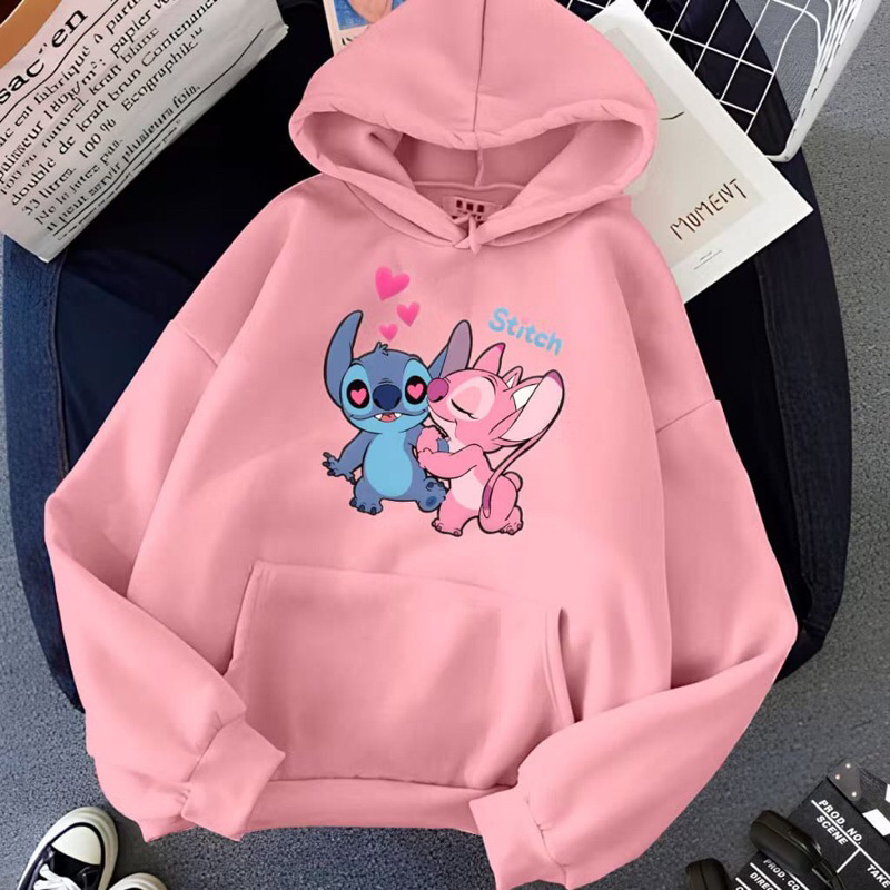 Moletom Feminino Adulto e Infatil Lilo stitch casal Canguru Flanelado