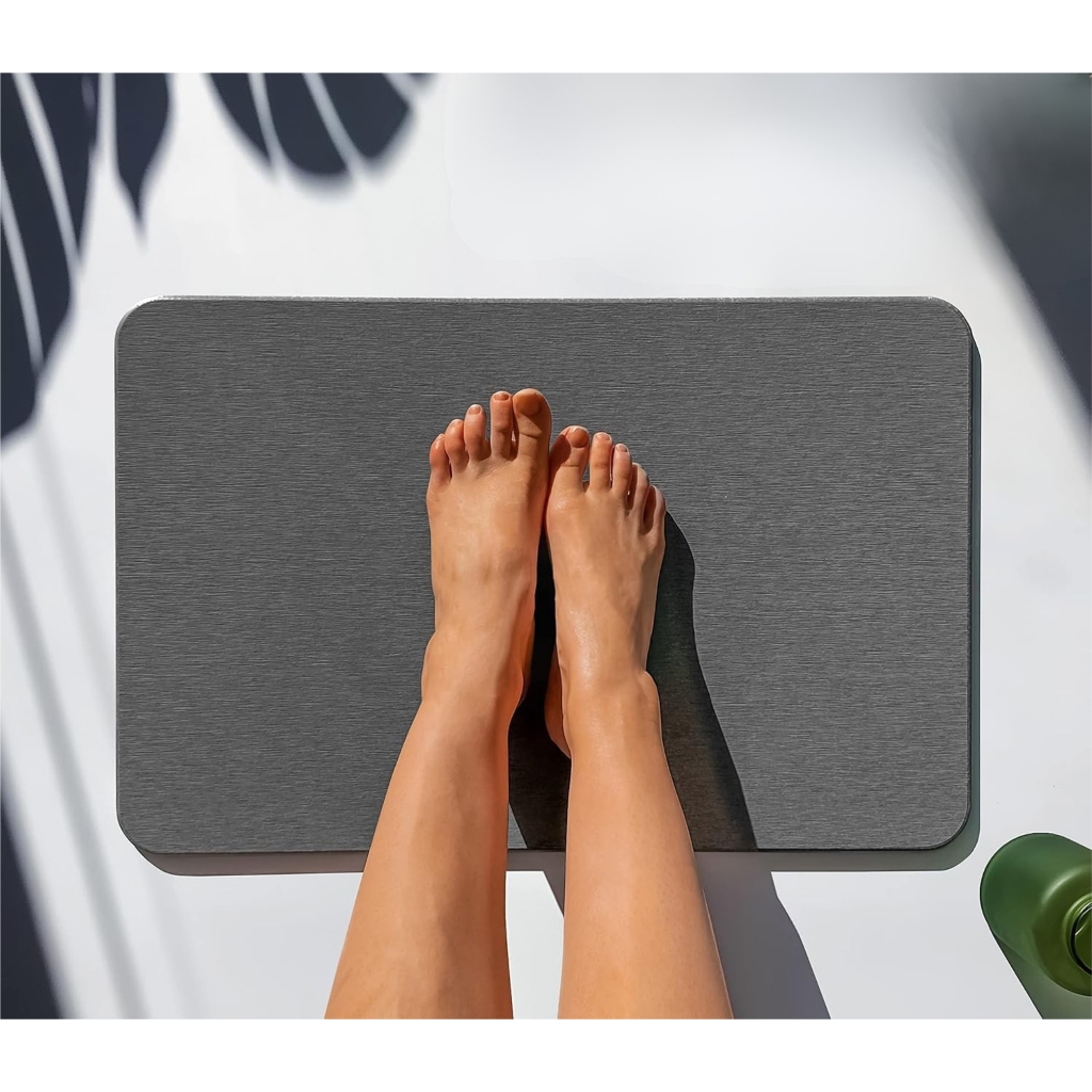 Tapete de Pedra Diatomita para Banheiro Cinza 60x 39cm Lyor - Home & Living