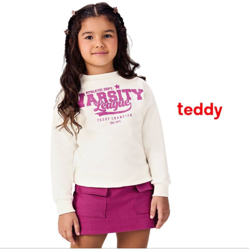 Conjunto Infantil menina casaco e shorts saia em moletom flanelado Teddy tamanho 6 ao 12 18052