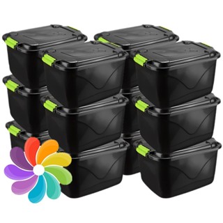 Kit Caixas Cesto Organizador 30 Litros Grande Com Tampa Multiuso Armazenamento em Oferta na Shopee