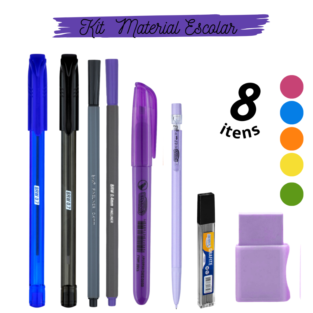 Kit Escolar Canetas 0.7mm Fine Liner Marca-texto Lapiseira Borracha e Grafite em Oferta na Shopee
