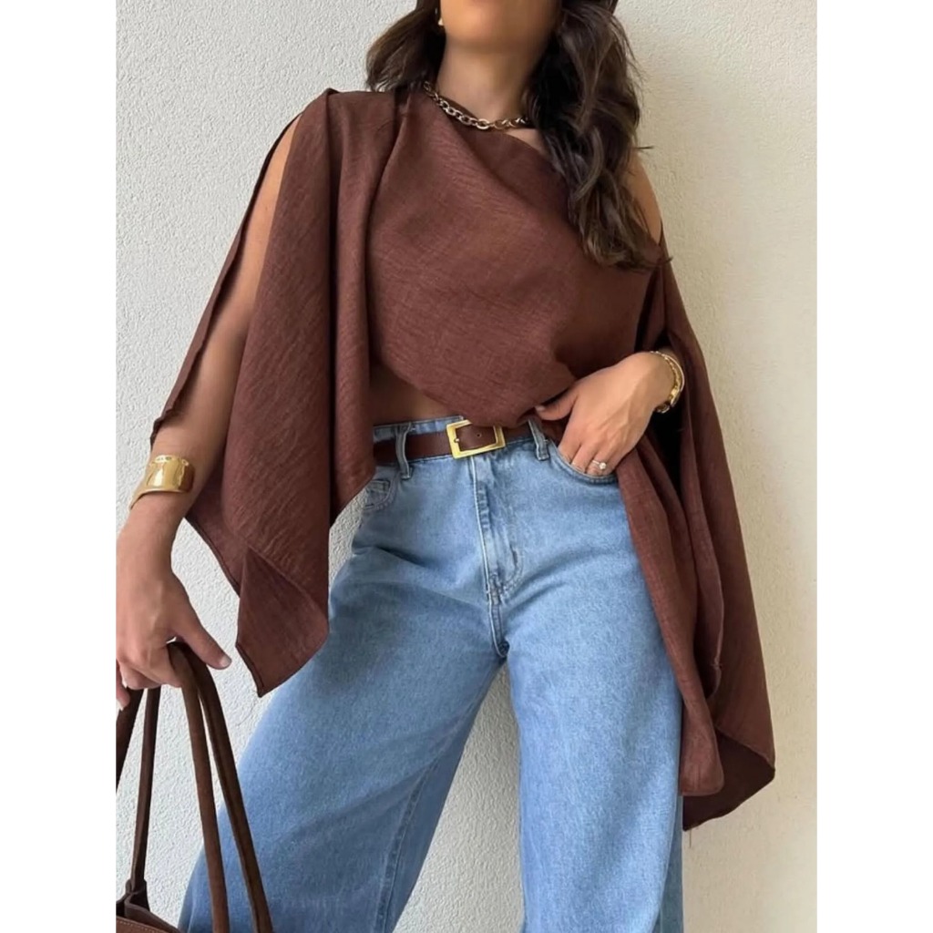 Blusa Feminina capa Boho Chic Multifarmas Morcego tendencia 2025
