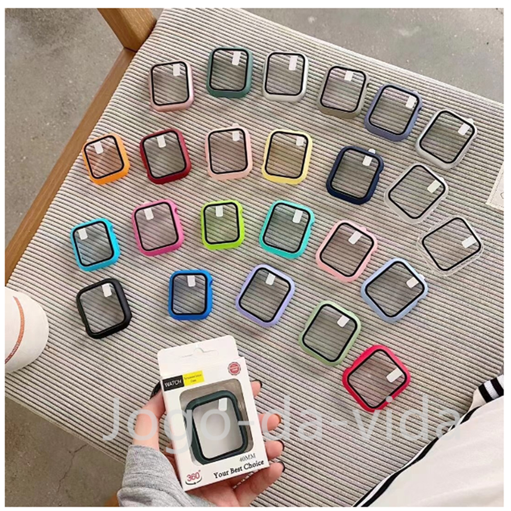 Capa case acrílico com vidro compativel apple watch utral 1 2 3 Series 11 10 9 8