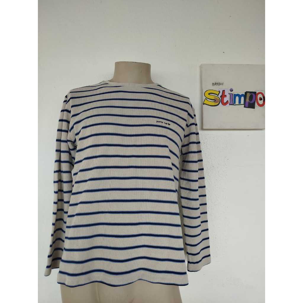 Moletom Casaco P!erre C4rdin Feminino Masculino Unissex Brechó Bazar Garimpo Bege Azul