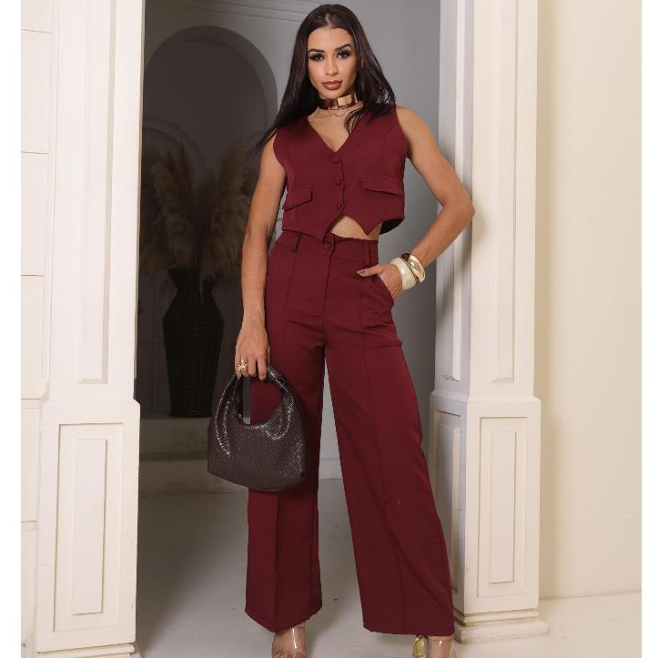conjunto alfaiataria colete pantalona