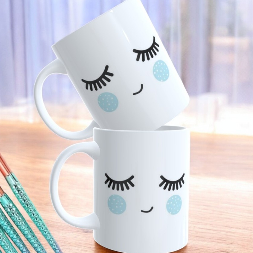 caneca de porcelana para café modelo de maquiagem super delicada