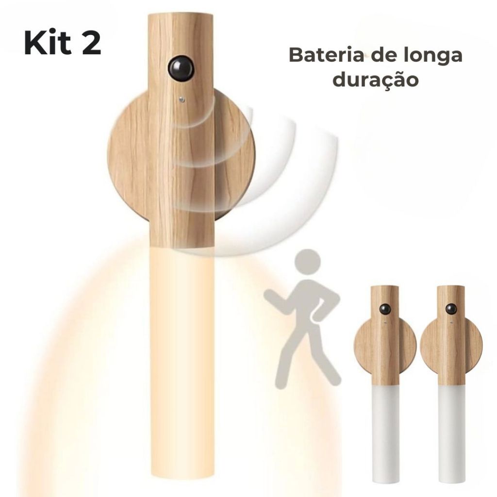 Luminaria Luz Led Recarregável Sensor de Movimento Arandela de Madeira Minimalista Para Mesa Parede Luz de cabeceira