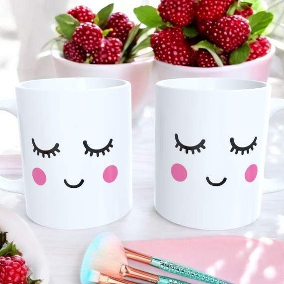 caneca para café de cílios maquiagem em porcelana 325ml