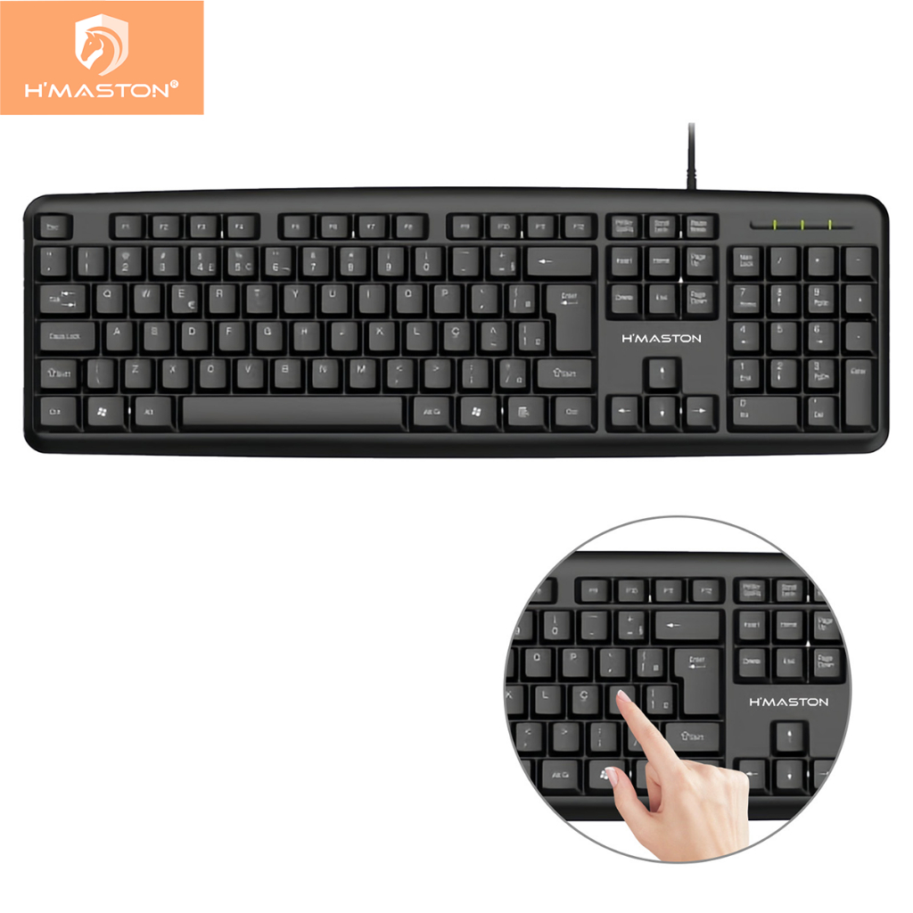 H'maston K816 teclado com fio escritório profissional pra computador conexão USB em Oferta na Shopee