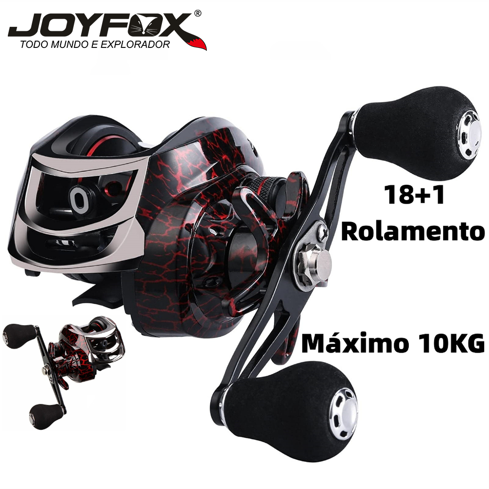 Carretilha De Pesca Perfil Baixo Joyfox 18+1 Rolamentos Drag 10kg Freio Magnético 7.2:1