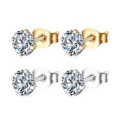 Brincos Femininos Piercing Orelha Aço Cirúrgico Dourado Pedra Cristal Brinco Ponto de Luz