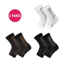 Kit 3 Dupla Pressão Veias Varicosas Prevenção Proteção do Tornozelo Meias Esportivas Unissex