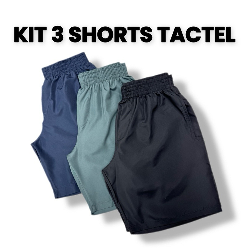 Kit 3 Shorts Bermuda Tactel Menino infantil Juvenil Escolar Esportiva
