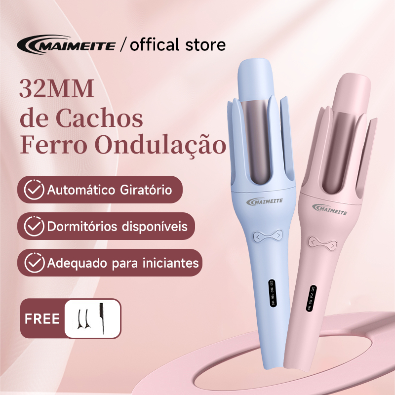 MAIMEITE de Cachos Ferro Ondulação Automático Giratório Aquecimento Rápido Bivolt