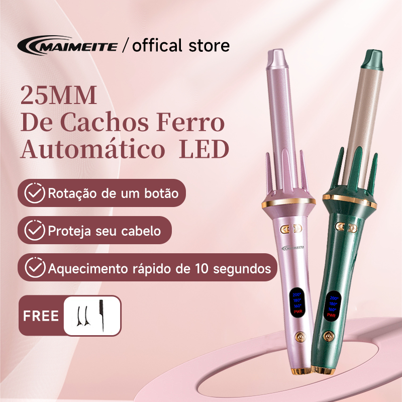 MAIMEITE Ferro De Cacho Automático Giratório  Cuidados Com O Cabelo De Íon Negativo Grande...