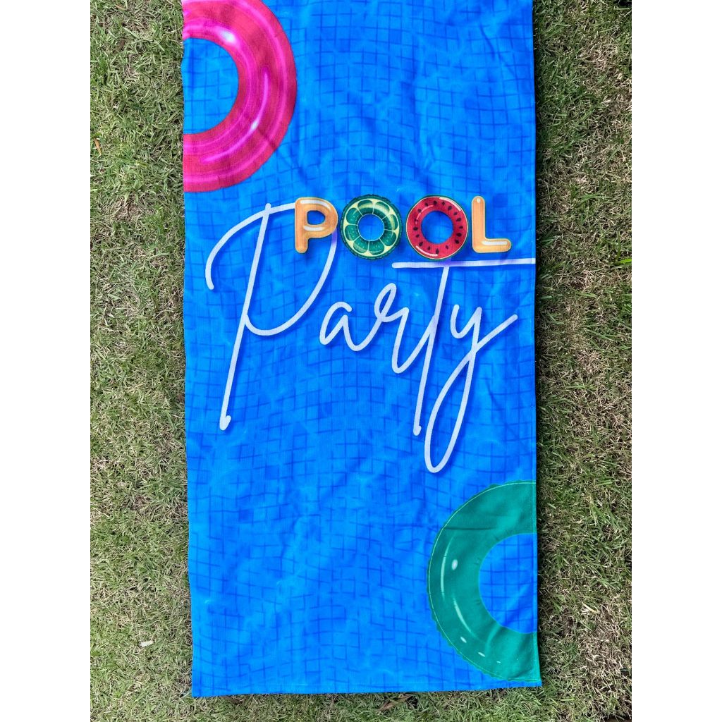 Toalha de Banho POOL PARTY FESTA NA PISCINA  para praia e piscina  70 x 140 cm em Oferta na Shopee