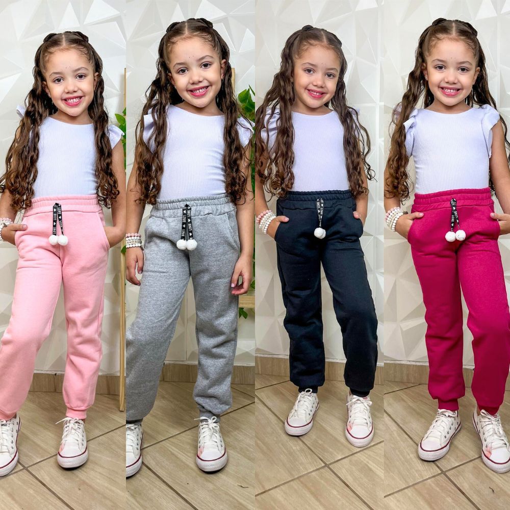 CALÇA MOLETON INFANTIL MENINA em Oferta na Shopee