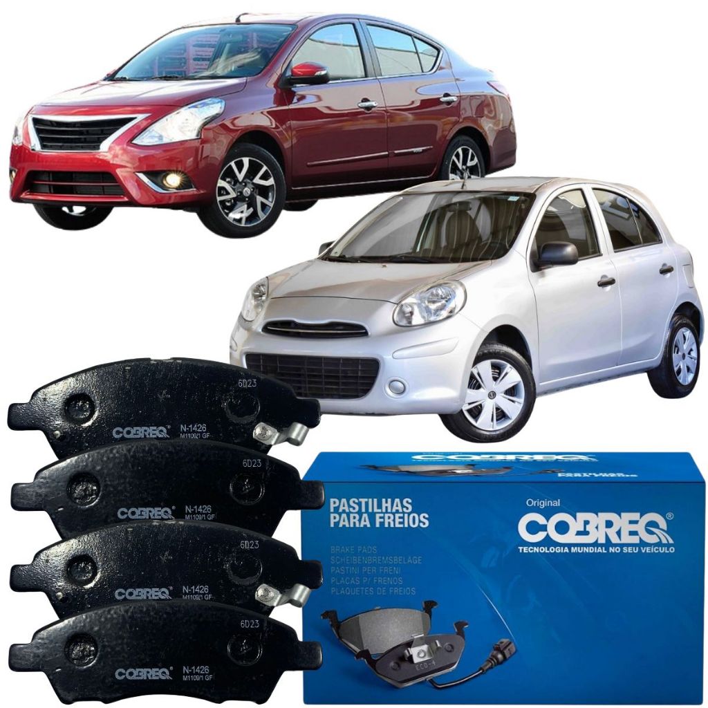 Jogo de 04 Pastilhas de Freio Dianteiro Original Cobreq Nissan March Versa